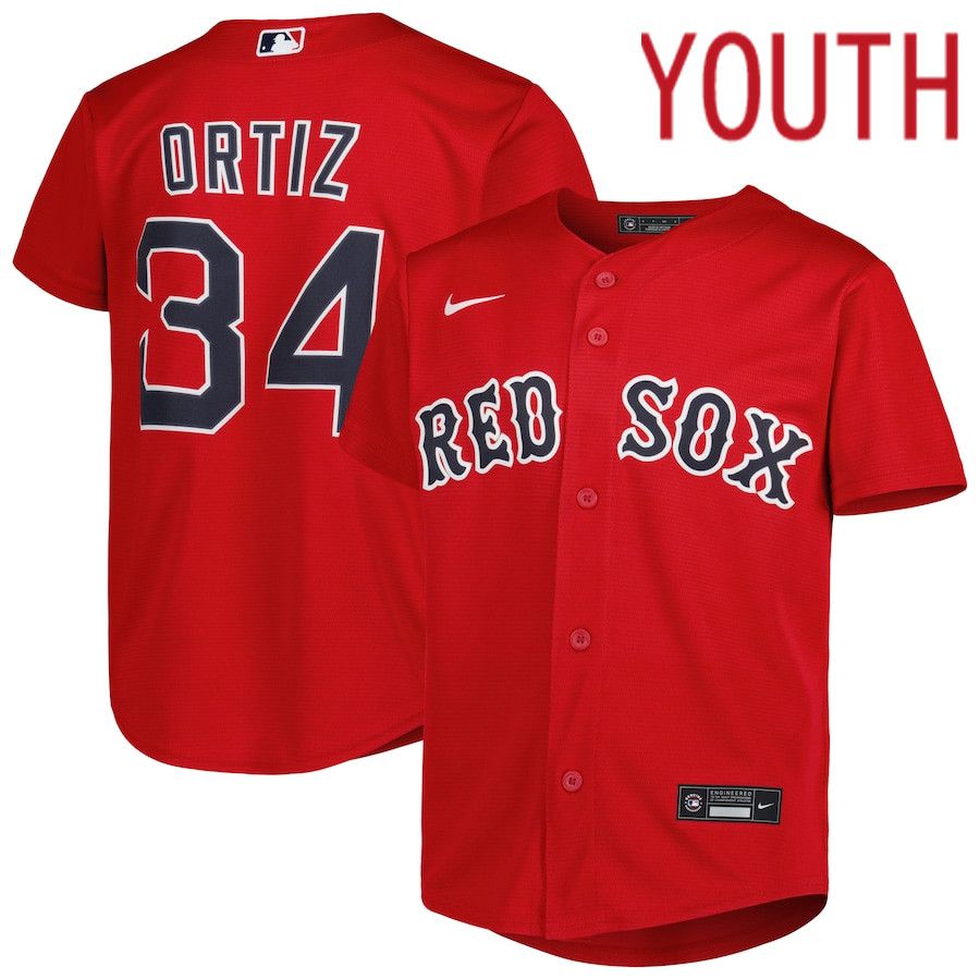 Youth Boston Red Sox #34 David Ortiz Red 2022 Hall of Fame Replica Player MLB Jersey